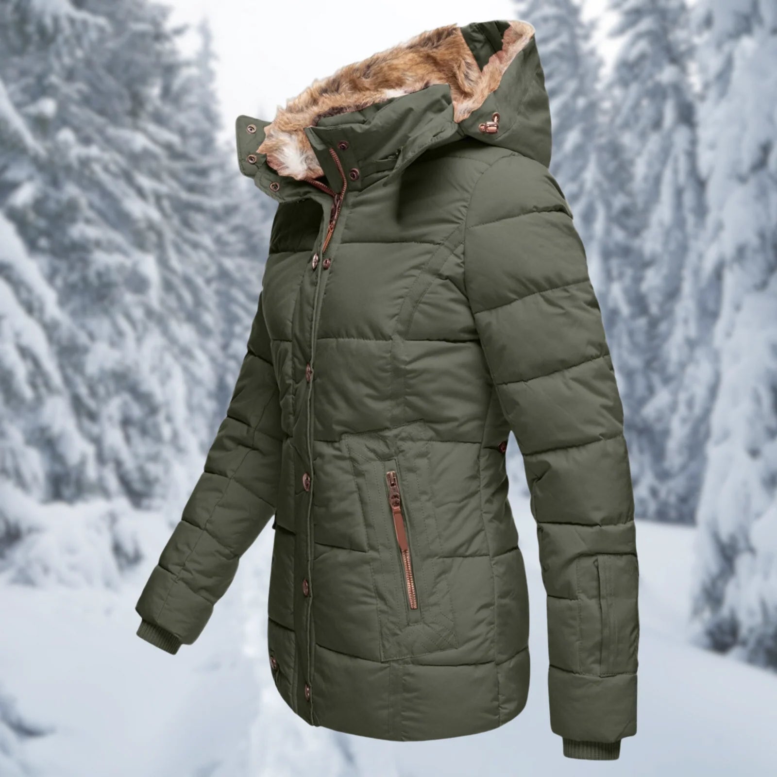 Women’s Winter Jacket With Faux Fur Hood | Quilted - Mason Luxor