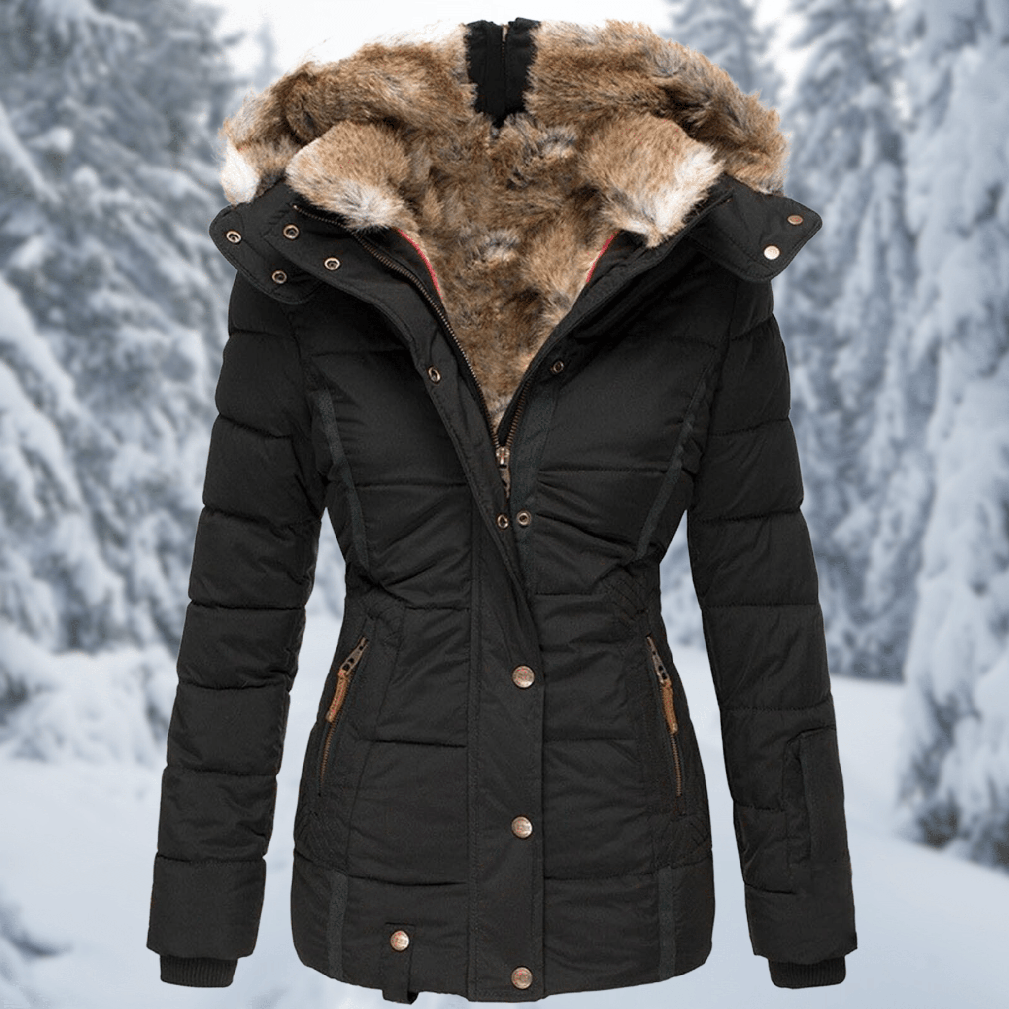 Women’s Winter Jacket With Faux Fur Hood | Quilted - Mason Luxor
