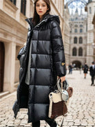 Women’s Winter Long Puffer Jacket With Hood | Black - Mason Luxor
