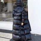 Women’s Winter Long Puffer Jacket With Hood | Black - Mason Luxor