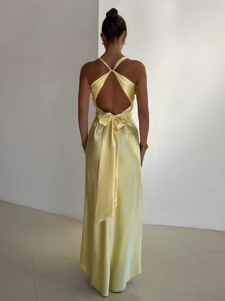Women’s Yellow Evening Dresses With V Neck | Maxi - Mason Luxor