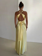 Women’s Yellow Evening Dresses With V Neck | Maxi - Mason Luxor